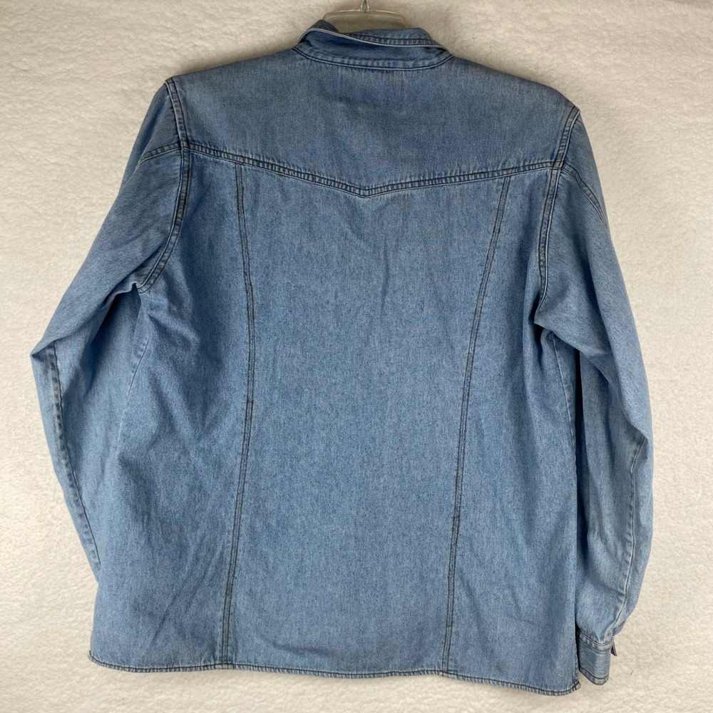 Harley Davidson Womens Denim Lace Up Shirt Jacket Size L Light Wash - Picture 3 of 8
